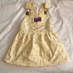 Vintage Oshkosh B'gosh Yellow Floral Pinafore Vestback Overall Dress 12 Mo.